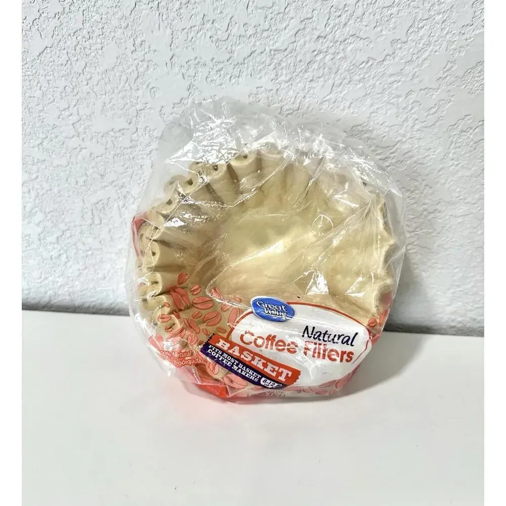 Great Value 8-12 Cup Unbleached Basket Coffee Filter 100 Count Brown, Set of 3